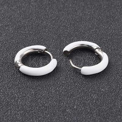 Two Tone 304 Stainless Steel Chunky Huggie Hoop Earrings with Enamel for Women EJEW-C043-11-09P-1