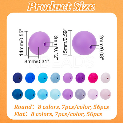 112Pcs 16 Style Food Grade Eco-Friendly Silicone Focal Beads SIL-GO0001-01-1