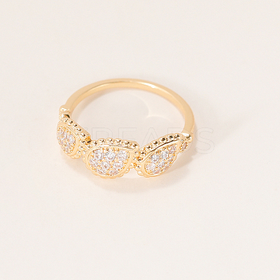 Brass Micro Pave Cubic Zirconia Finger Rings for Women PY9087-7-1