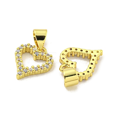 Rack Plating Brass Micro Pave Clear Cubic Zirconia Pendant KK-B091-32G-1