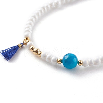 Polycotton Tassel Charm Bracelets BJEW-JB06187-1