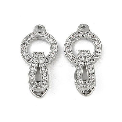 Brass Clear Cubic Zirconia Fold Over Clasps KK-Z078-09P-1