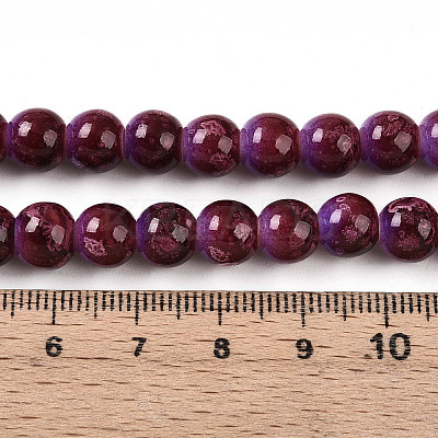 Baking Paint Glass Beads Strands DGLA-N008-8mm-04-1