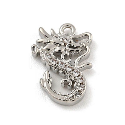 Brass Micro Pave Clear Cubic Zirconia Pendants KK-O008-01B-P-1