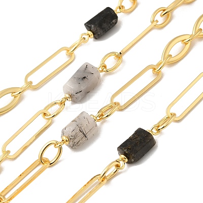 Natural Rutilated Quartz Faceted Irregular Column Beaded Chains CHC-H105-02G-03-1