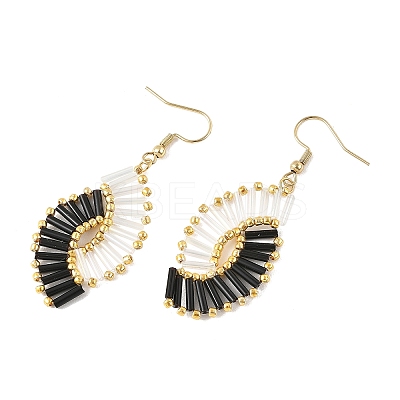 Glass Braided Beads Dangle Earrings EJEW-MZ00746-1