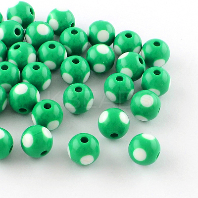 Dot Pattern Opaque Acrylic Beads LS-SACR-R883-12mm-06-1