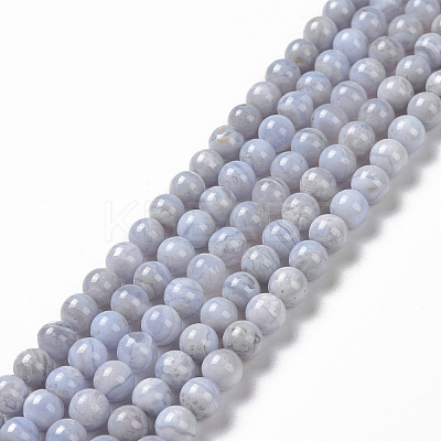 Natural Blue Lace Agate Beads Strands G-P342-04-6mm-AB-1
