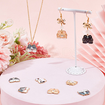 40Pcs 10 Colors Rack Plating Alloy Enamel Pendants ENAM-SC0003-10-1