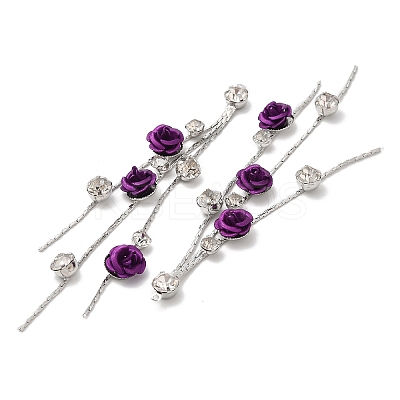 Platinum Brass with Glass Rhinestone Tassel Big Pendants KK-B074-14P-03-1