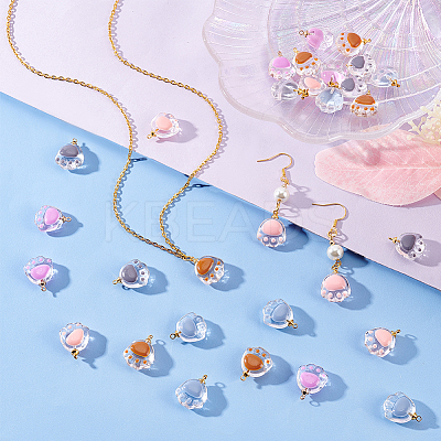 30pcs 5 colors Transparent Glass Pendants FIND-OC0002-42-1