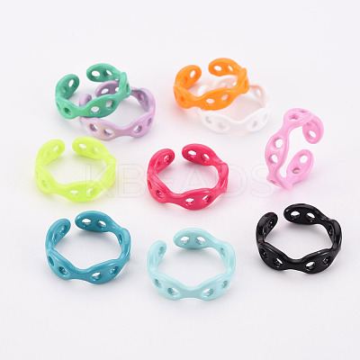 Spray Painted Brass Cuff Rings RJEW-S045-104-NR-1