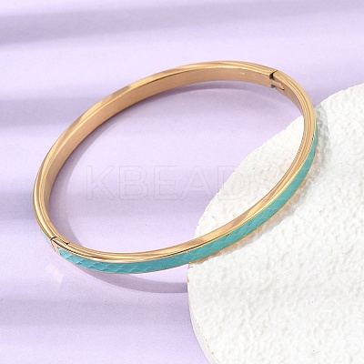 304 Stainless Steel Enamel Hinged Cuff Bangles for Women SA-CBAC920-15G-01A-1