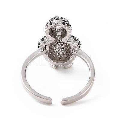 Cubic Zirconia Penguin Open Cuff Ring RJEW-G283-02P-1