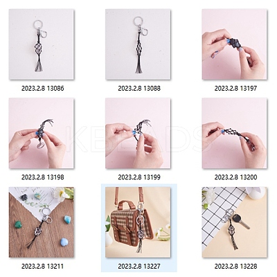 4Pcs  Macrame Fringe Braided Keychain AJEW-SW00014-05-1
