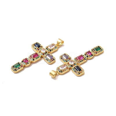 Rack Plating Eco-Friendly Brass Micro Pave Cubic Zirconia Pendants LS-KK-A177-05G-1
