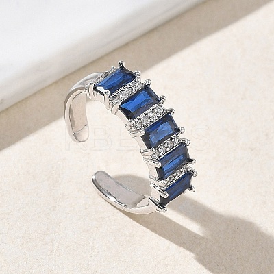 Brass Micro Pave Cubic Zirconia Cuff Open Rings for Women RJEW-L343-16P-1