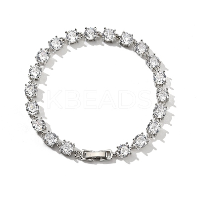 Brass Micro Pave Clear Cubic Zirconia Bracelets BJEW-D333-01P-1