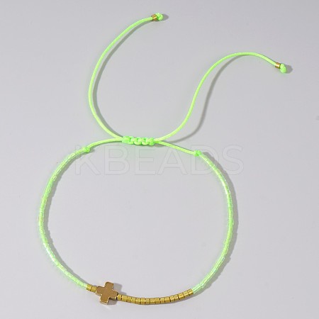 Simple European Style Glass Seed Bead & Cross Braided Bead Bracelets for Women MK8381-2-1