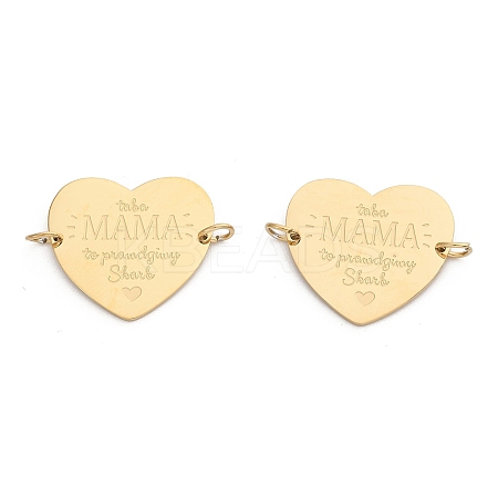 304 Stainless Steel Heart with Word MAMA Connector Charms STAS-P396-03C-G-1