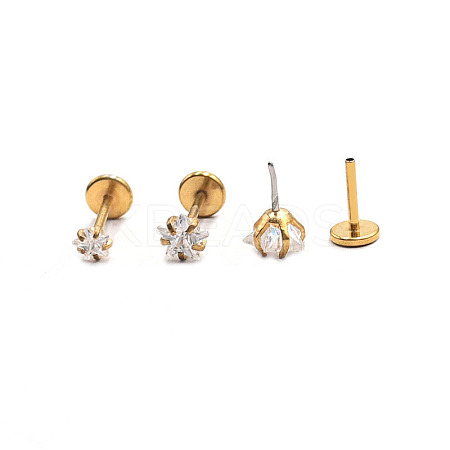 Stainless Steel Clear Cubic Zirconia Threadless Labret Stud WG18B1C-18-1