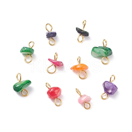 Natural Chip Dyed Shell Connector Charms PALLOY-JF01337-02-1