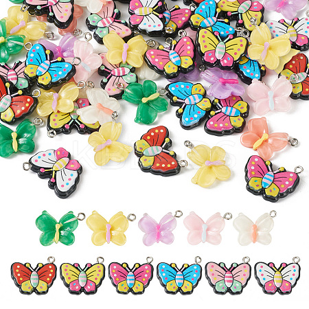 44pcs 11 styles Opaque & Transparent Resin Pendants RESI-TA0001-82-1
