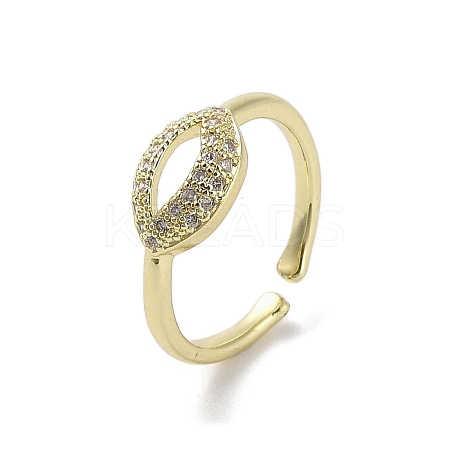 Brass Pave Cubic Zirconia Cuff Rings RJEW-M170-22G-1