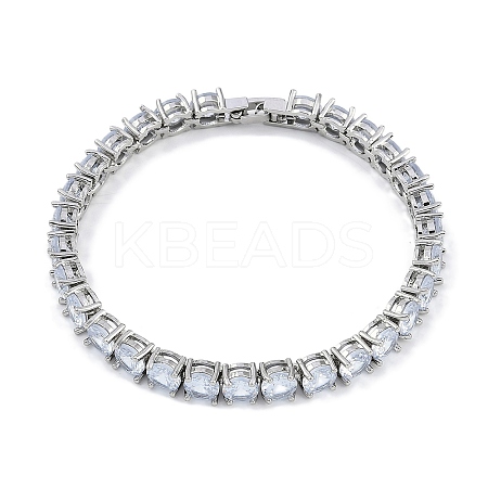 Rack Plating Brass Micro Pave Cubic Zirconia Chain Bracelets BJEW-P341-06A-P-1