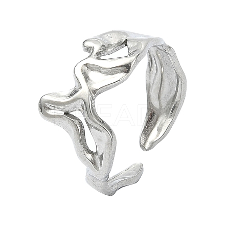 304 Stainless Steel Cuff Rings for Women LS-RJEW-M019-38P-1
