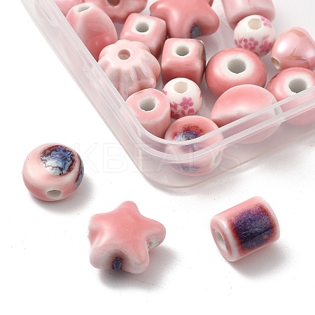 20Pcs 10 Styles Pearlized Handmade Porcelain Beads PORC-FP0001-08-1