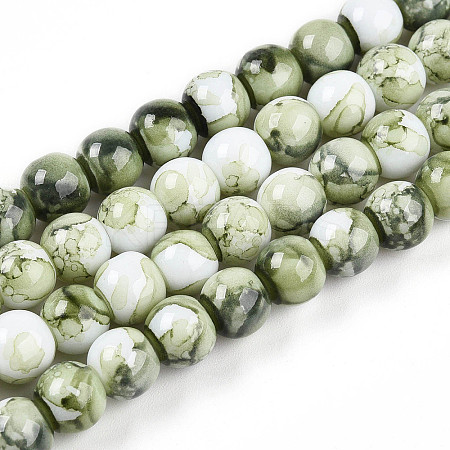 Baking Paint Glass Beads Strands DGLA-N003-8mm-C06-1