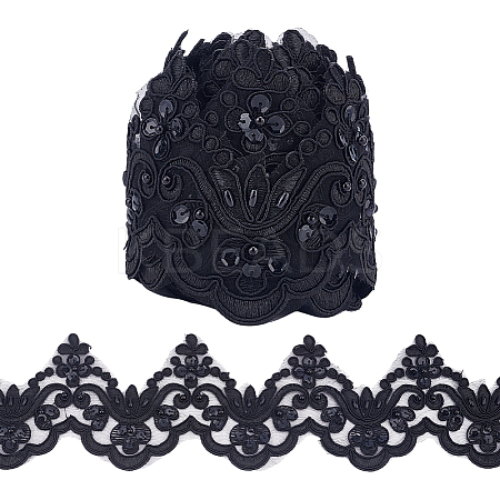 3 Yards Polyester Embroider Flower Lace Trim OCOR-MA0001-47A-1