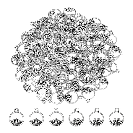 100Pcs 2 Style Tibetan Style Alloy Charms TIBE-UN0001-07-1