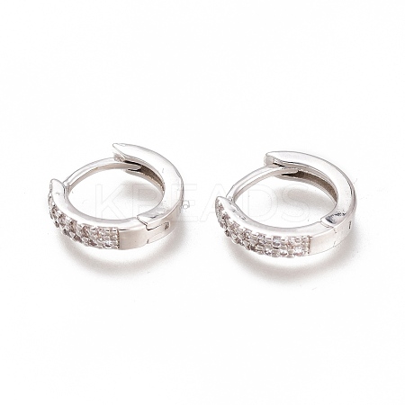 Brass Micro Pave Clear Cubic Zirconia Huggie Hoop Earrings ZIRC-H102-07P-1
