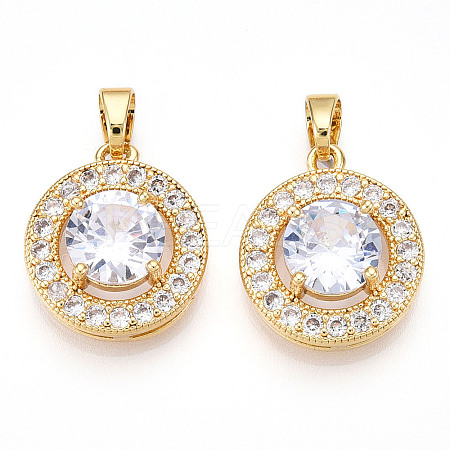 Brass Micro Pave Cubic Zirconia Pendants KK-N254-233G-1