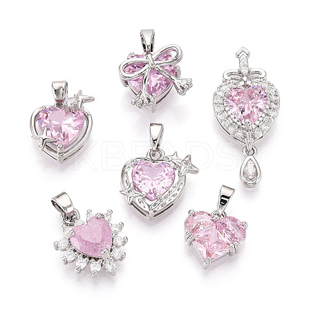 Brass Micro Pave Cubic Zirconia Pendants KK-T072-54P-1