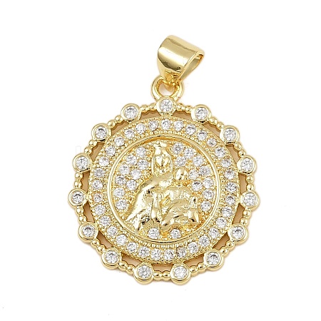 Brass Micro Pave Cubic Zirconia Pendants KK-P323-11H-G01-1