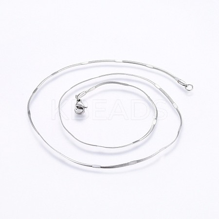 Non-Tarnish 304 Stainless Steel Flat Snake Chain Necklaces NJEW-O102-27P-1