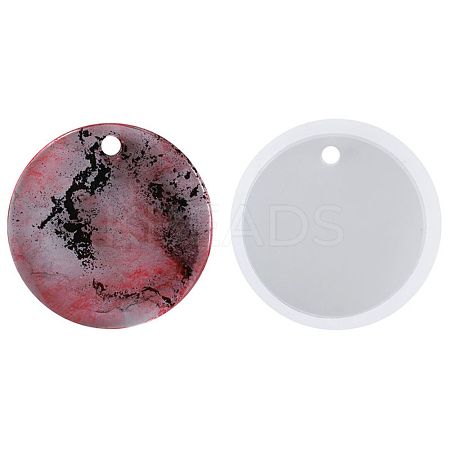 Flat Round Shape DIY Pendant Silicone Molds X-AJEW-P038-02-1