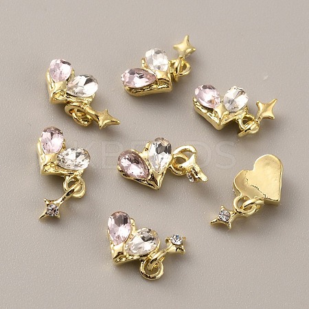 Heart with Star Zinc Alloy Rhinestone Cabochons FIND-WH0150-83LG-1