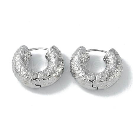 Texture Rings Brass Hoop Earrings for Women EJEW-H006-06A-P-1