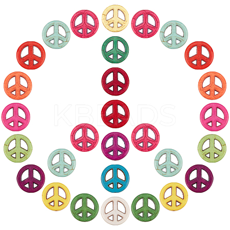 100Pcs Peace Sign Synthetic Turquoise Beads DIY-SC0015-52-1