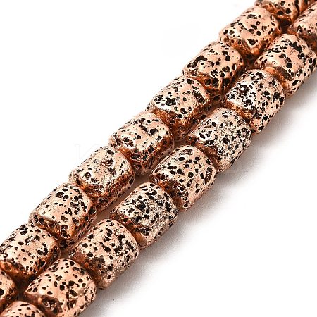 Electroplated Natural Lava Rock Beads Strands G-G984-15R-1