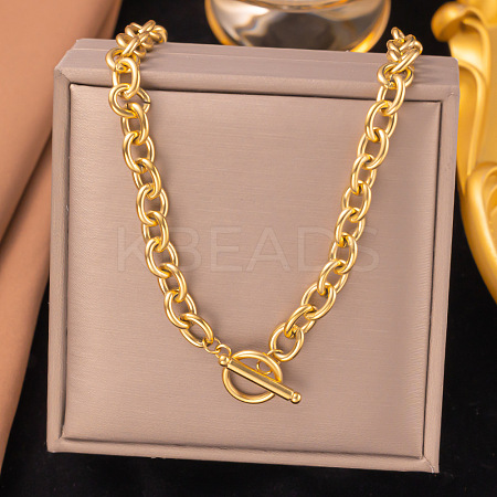 304 Stainless Steel Chunky Cable Chain Necklaces for Women LS-NJEW-Z072-02G-1
