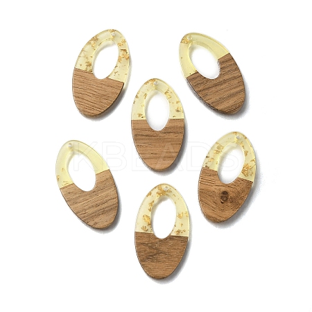 Transparent Resin & Walnut Wood Pendants RESI-XCP0002-21-1