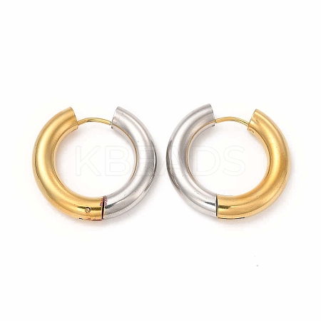 Two Tone 304 Stainless Steel Huggie Hoop Earrings for Women EJEW-C011-07F-1