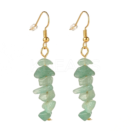 Natural Green Aventurine Chip Beaded Dangle Earrings EJEW-JE04788-01-1