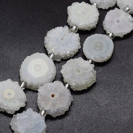 Natural Druzy Quartz Crystal Beads Strands G-F582-A15-1