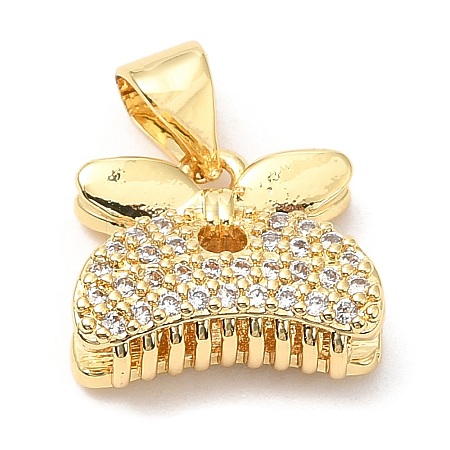 Rack Plating Brass Micro Pave Cubic Zirconia Pendants KK-A185-21G-1